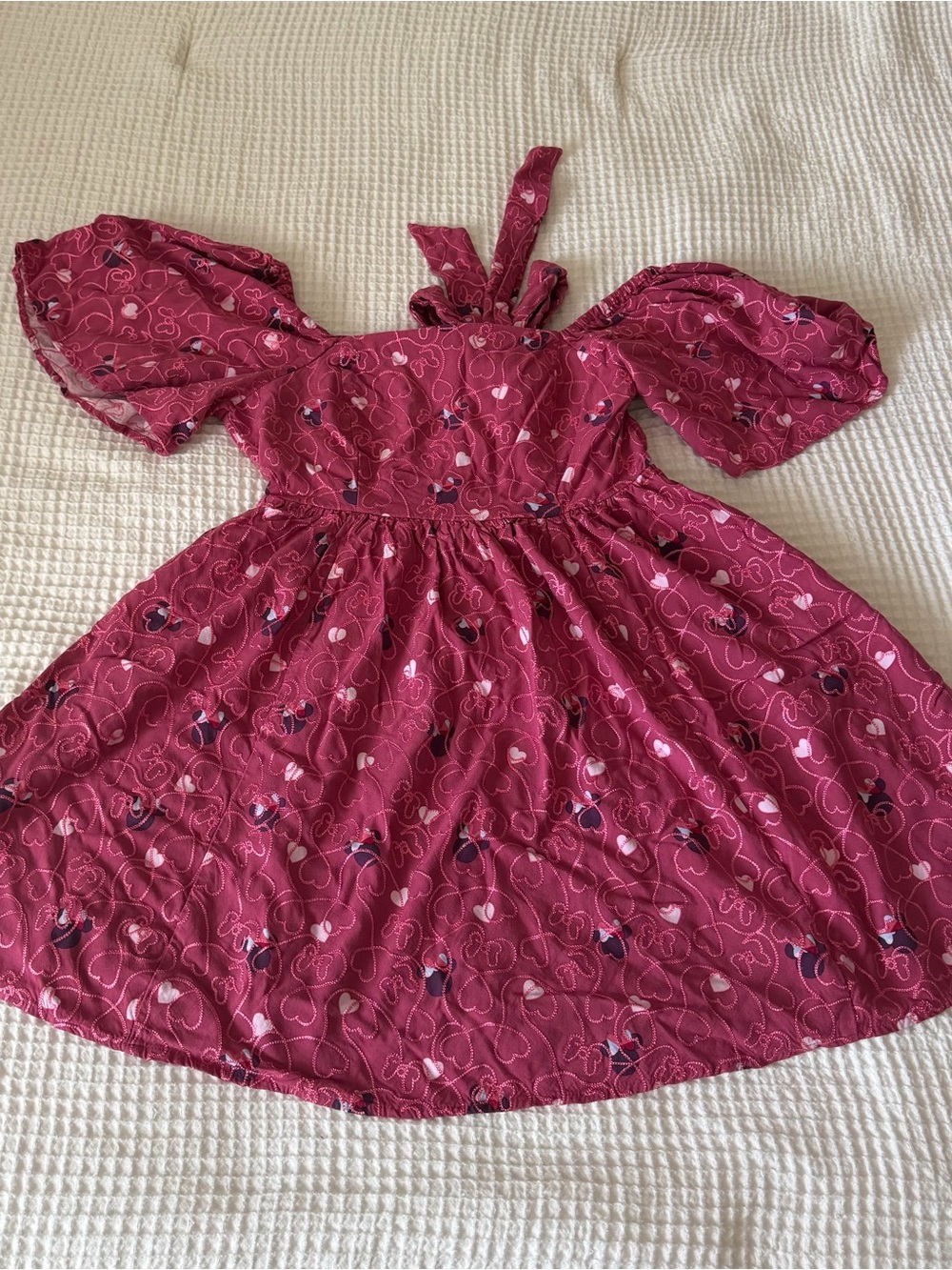 Women's dark pink Off-Shoulder Puff Sleeve Dress